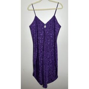 California Miss Satin Slip Dress Lace Y2k 90s Fairy Floral Purple Size Large
